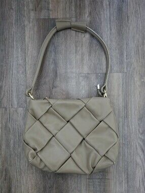 Valentina Fiore Tan Leather Woven Purse
